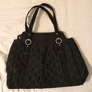 Quilted black tote bag